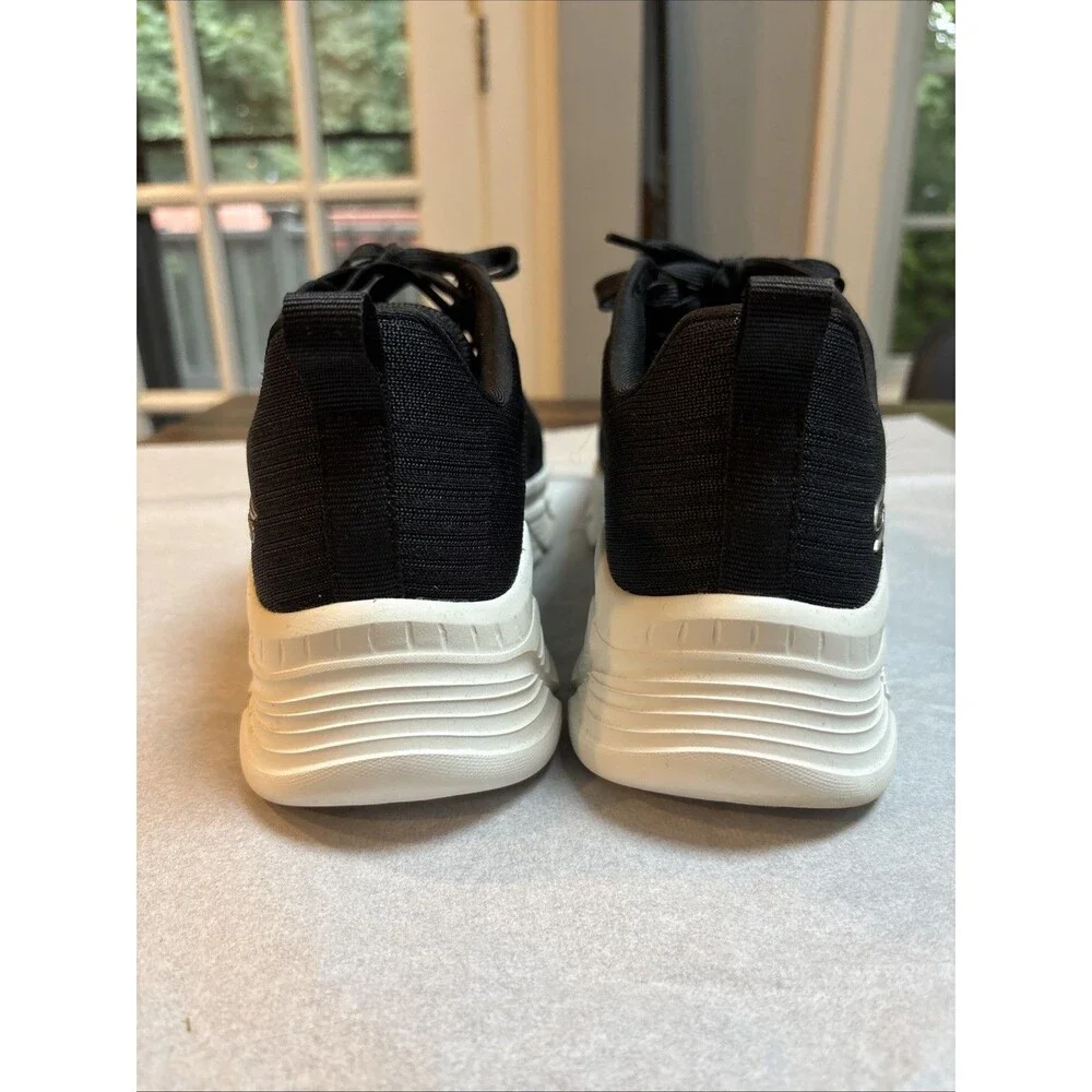 SKECHERS BOBS Sports Quad Tough Talk Women Size 8 Black Memory Foam Sneakers EUC